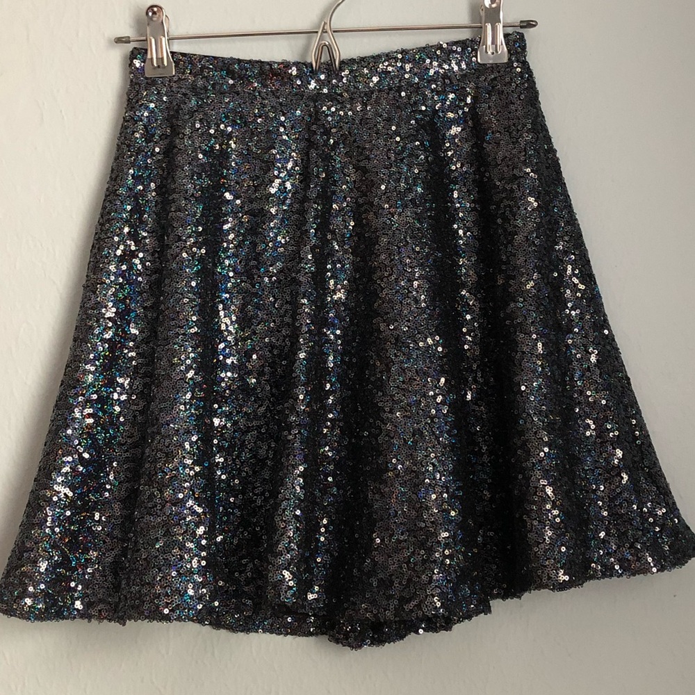 Topshop Rainbow Sequin Skater Skirt